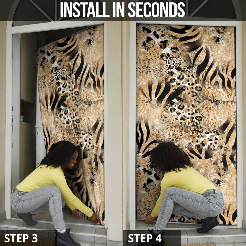 African Wild Animal Skins Door Cover Zebra Tiger Leopard Mix Skin