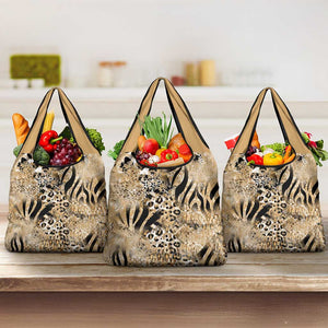 African Wild Animal Skins Grocery Bag Zebra Tiger Leopard Mix Skin - African Pride