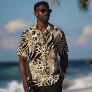 African Wild Animal Skins Hawaiian Shirt Zebra Tiger Leopard Mix Skin - African Pride
