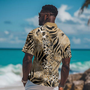 African Wild Animal Skins Hawaiian Shirt Zebra Tiger Leopard Mix Skin - African Pride