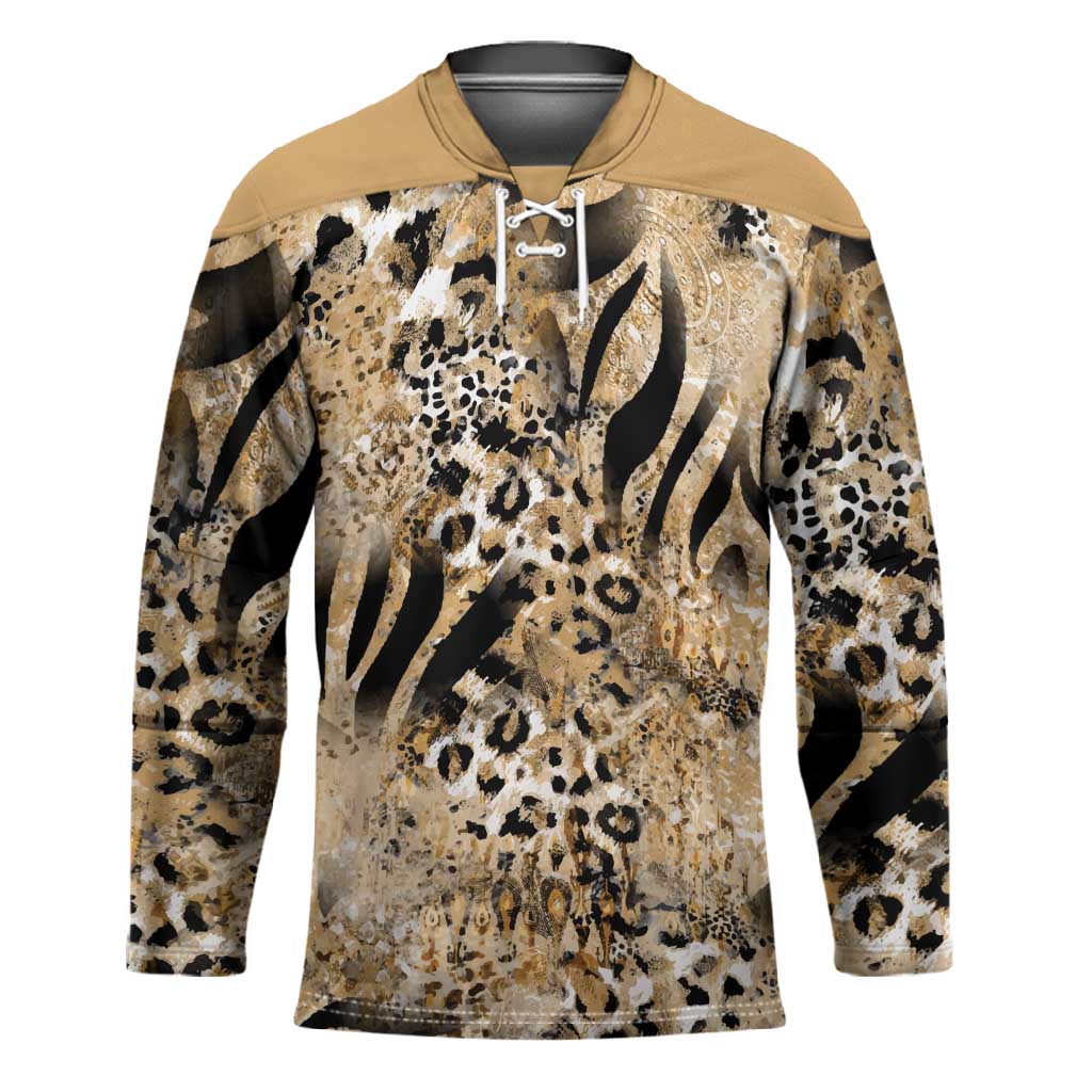 African Wild Animal Skins Hockey Jersey Zebra Tiger Leopard Mix Skin