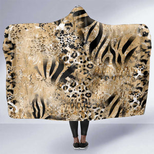 African Wild Animal Skins Hooded Blanket Zebra Tiger Leopard Mix Skin - African Pride