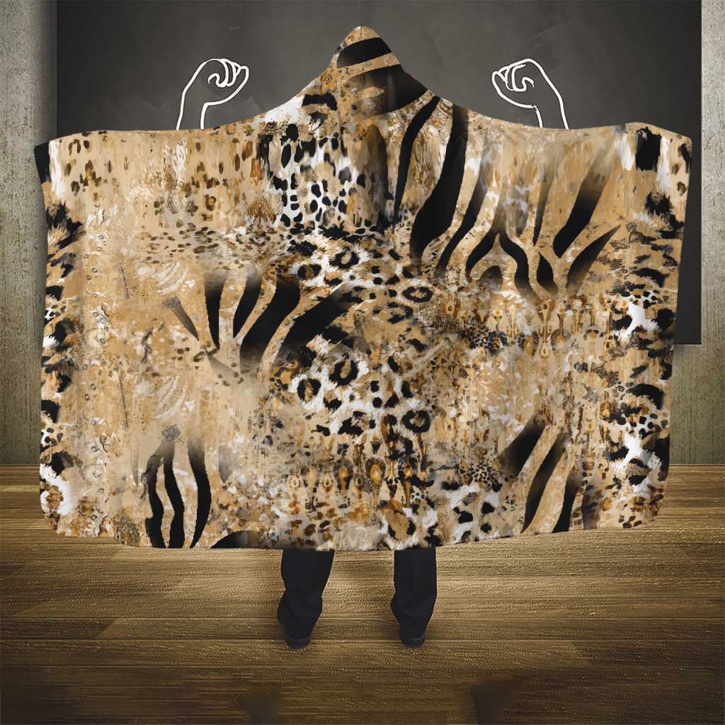 African Wild Animal Skins Hooded Blanket Zebra Tiger Leopard Mix Skin - African Pride
