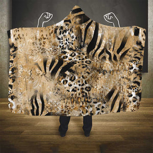 African Wild Animal Skins Hooded Blanket Zebra Tiger Leopard Mix Skin - African Pride