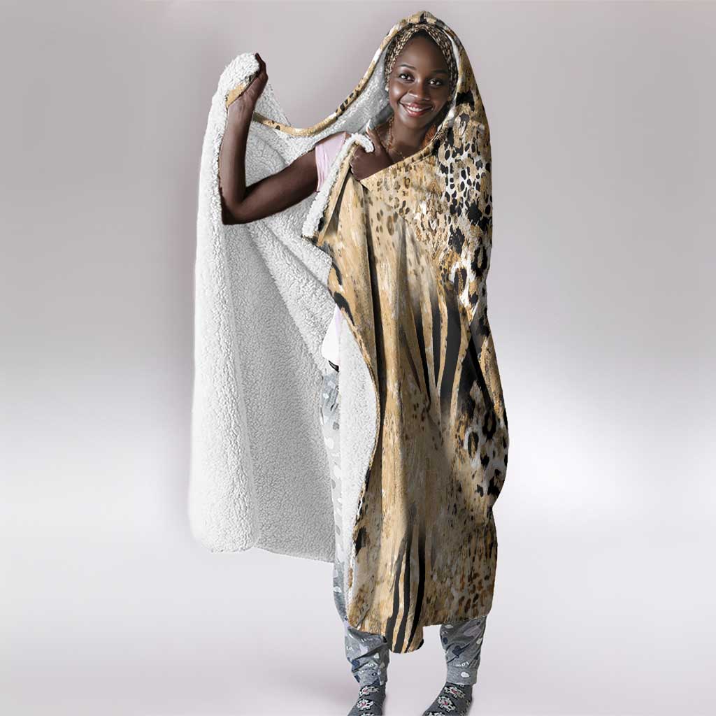 African Wild Animal Skins Hooded Blanket Zebra Tiger Leopard Mix Skin - African Pride