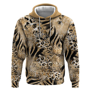 African Wild Animal Skins Hoodie Zebra Tiger Leopard Mix Skin - African Pride