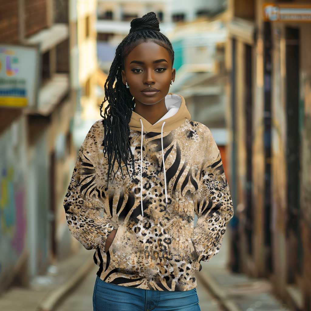 African Wild Animal Skins Hoodie Zebra Tiger Leopard Mix Skin - African Pride