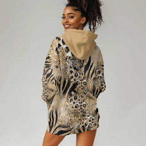 African Wild Animal Skins Hoodie Dress Zebra Tiger Leopard Mix Skin - African Pride