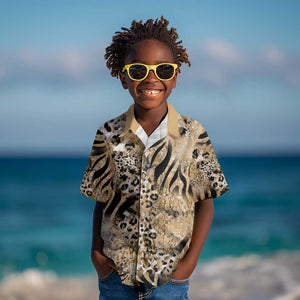 African Wild Animal Skins Kid Hawaiian Shirt Zebra Tiger Leopard Mix Skin - African Pride