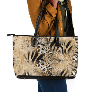 African Wild Animal Skins Leather Tote Bag Zebra Tiger Leopard Mix Skin - African Pride