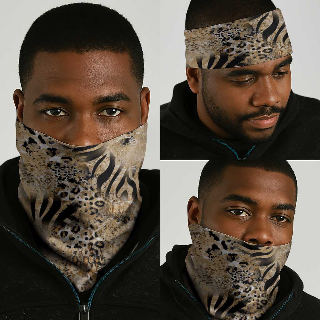 African Wild Animal Skins Neck Gaiter Zebra Tiger Leopard Mix Skin - African Pride