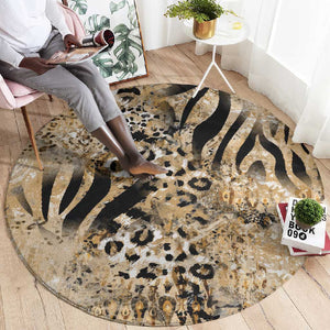 African Wild Animal Skins Round Carpet Zebra Tiger Leopard Mix Skin - African Pride