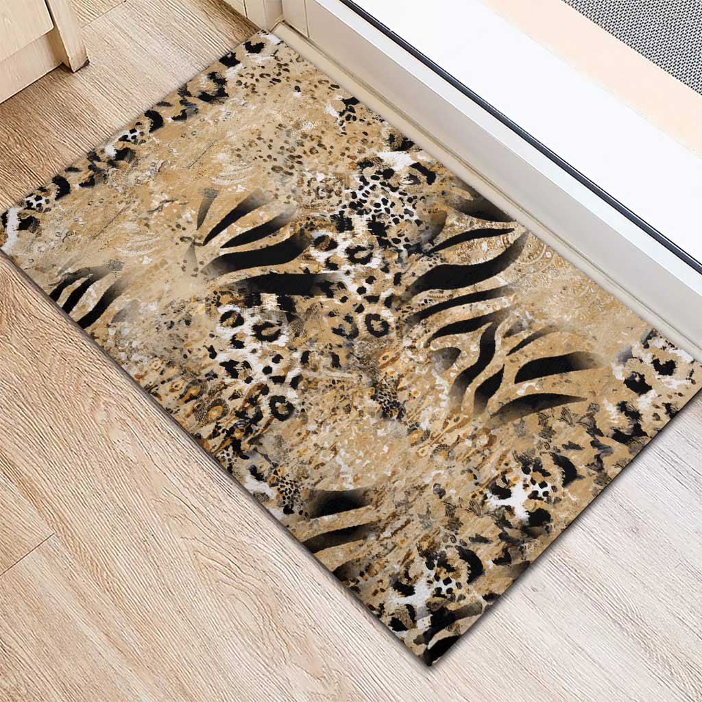 African Wild Animal Skins Rubber Doormat Zebra Tiger Leopard Mix Skin - African Pride