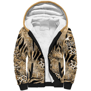 African Wild Animal Skins Sherpa Hoodie Zebra Tiger Leopard Mix Skin - African Pride