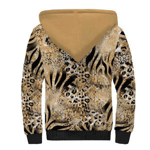 African Wild Animal Skins Sherpa Hoodie Zebra Tiger Leopard Mix Skin - African Pride