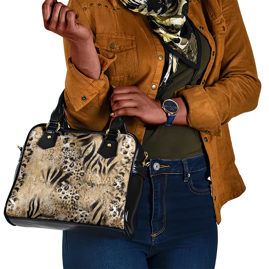 African Wild Animal Skins Shoulder Handbag Zebra Tiger Leopard Mix Skin - African Pride