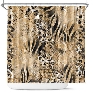 African Wild Animal Skins Shower Curtain Zebra Tiger Leopard Mix Skin - African Pride