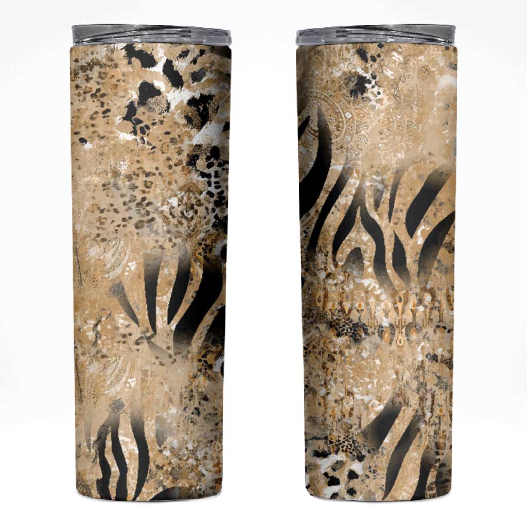 African Wild Animal Skins Skinny Tumbler Zebra Tiger Leopard Mix Skin - African Pride