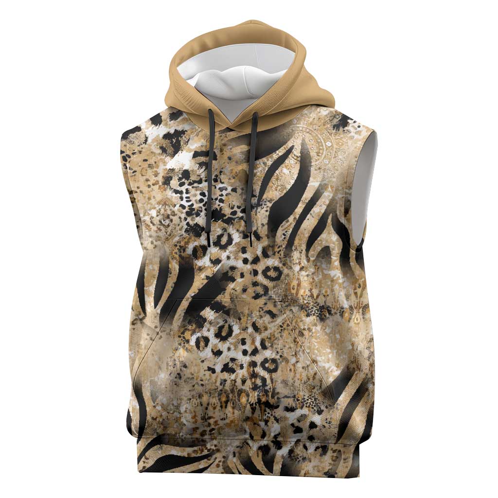 African Wild Animal Skins Sleeveless Hoodie Zebra Tiger Leopard Mix Skin - African Pride