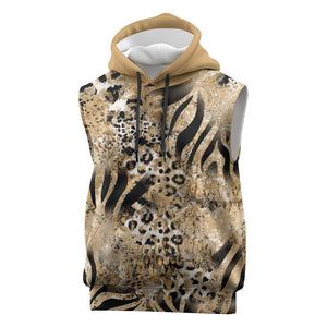 African Wild Animal Skins Sleeveless Hoodie Zebra Tiger Leopard Mix Skin - African Pride