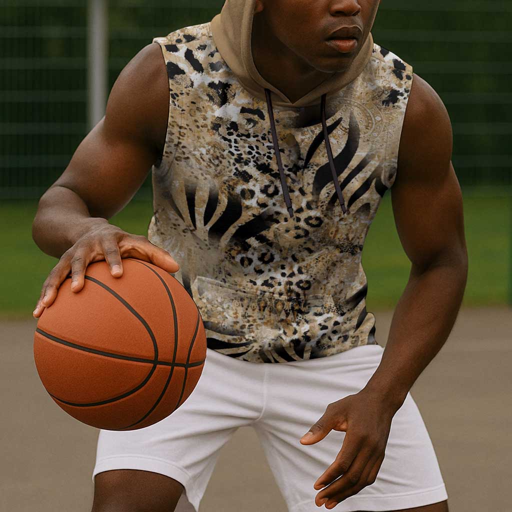 African Wild Animal Skins Sleeveless Hoodie Zebra Tiger Leopard Mix Skin - African Pride