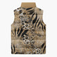African Wild Animal Skins Sleeveless Puffer Jacket Zebra Tiger Leopard Mix Skin