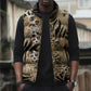 African Wild Animal Skins Sleeveless Puffer Jacket Zebra Tiger Leopard Mix Skin