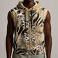 African Wild Animal Skins Sleeveless Zip Hoodie Zebra Tiger Leopard Mix Skin - African Pride