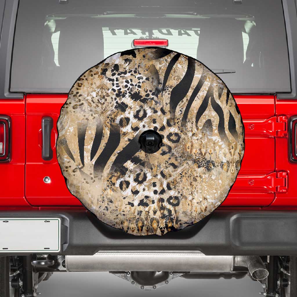 African Wild Animal Skins Spare Tire Cover Zebra Tiger Leopard Mix Skin - African Pride