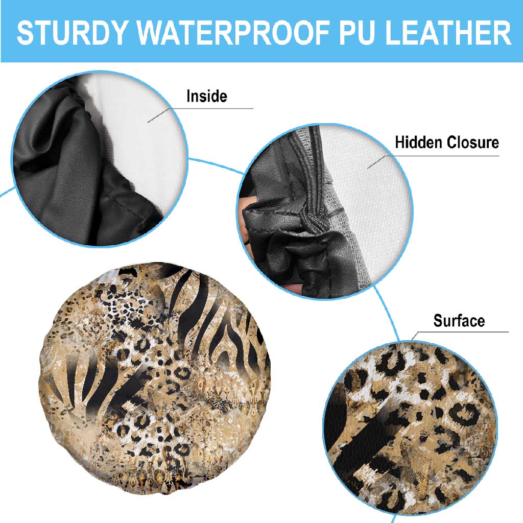 African Wild Animal Skins Spare Tire Cover Zebra Tiger Leopard Mix Skin - African Pride