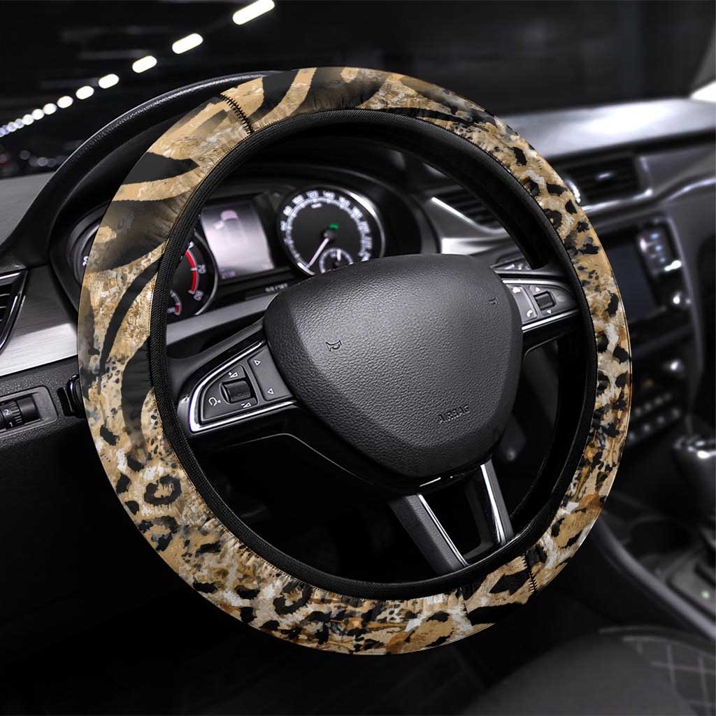 African Wild Animal Skins Steering Wheel Cover Zebra Tiger Leopard Mix Skin - African Pride