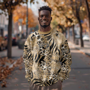African Wild Animal Skins Sweatshirt Zebra Tiger Leopard Mix Skin - African Pride