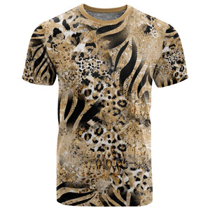 African Wild Animal Skins T shirt Zebra Tiger Leopard Mix Skin - African Pride
