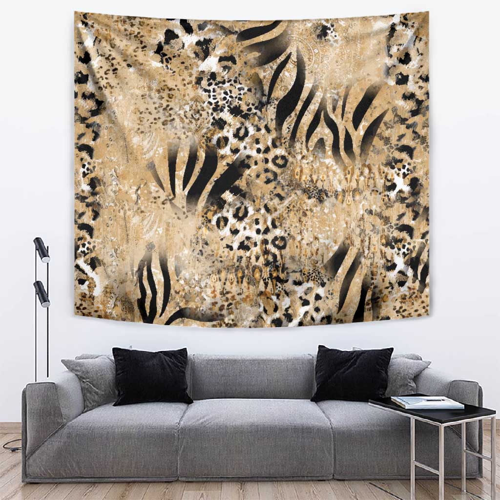African Wild Animal Skins Tapestry Zebra Tiger Leopard Mix Skin - African Pride