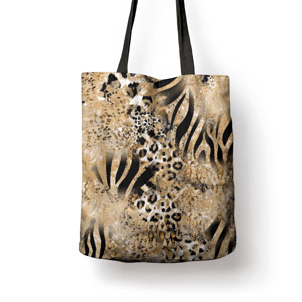 African Wild Animal Skins Tote Bag Zebra Tiger Leopard Mix Skin
