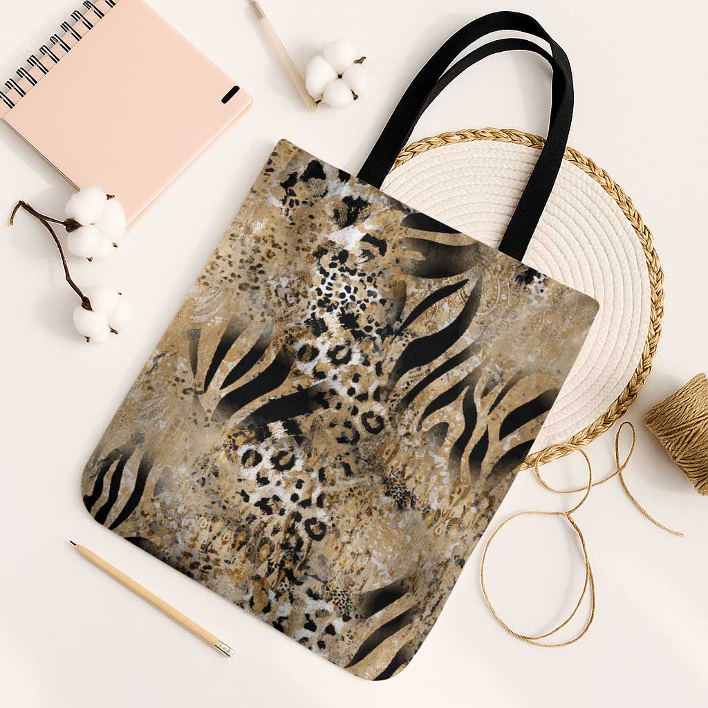 African Wild Animal Skins Tote Bag Zebra Tiger Leopard Mix Skin