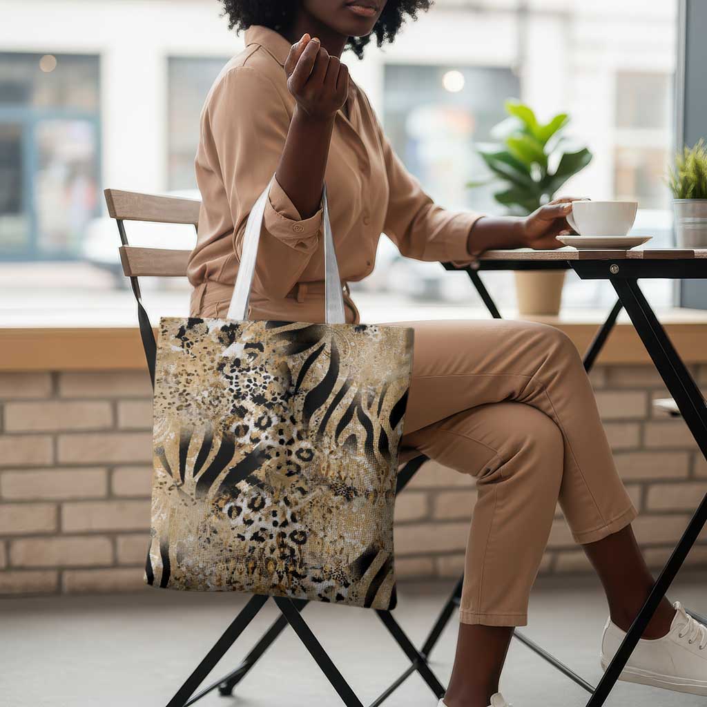 African Wild Animal Skins Tote Bag Zebra Tiger Leopard Mix Skin