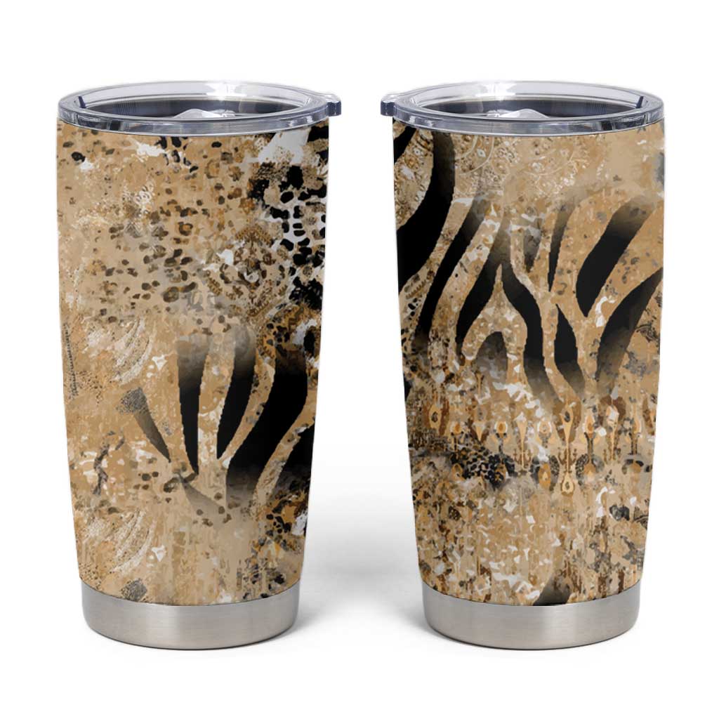 African Wild Animal Skins Tumbler Cup Zebra Tiger Leopard Mix Skin - African Pride