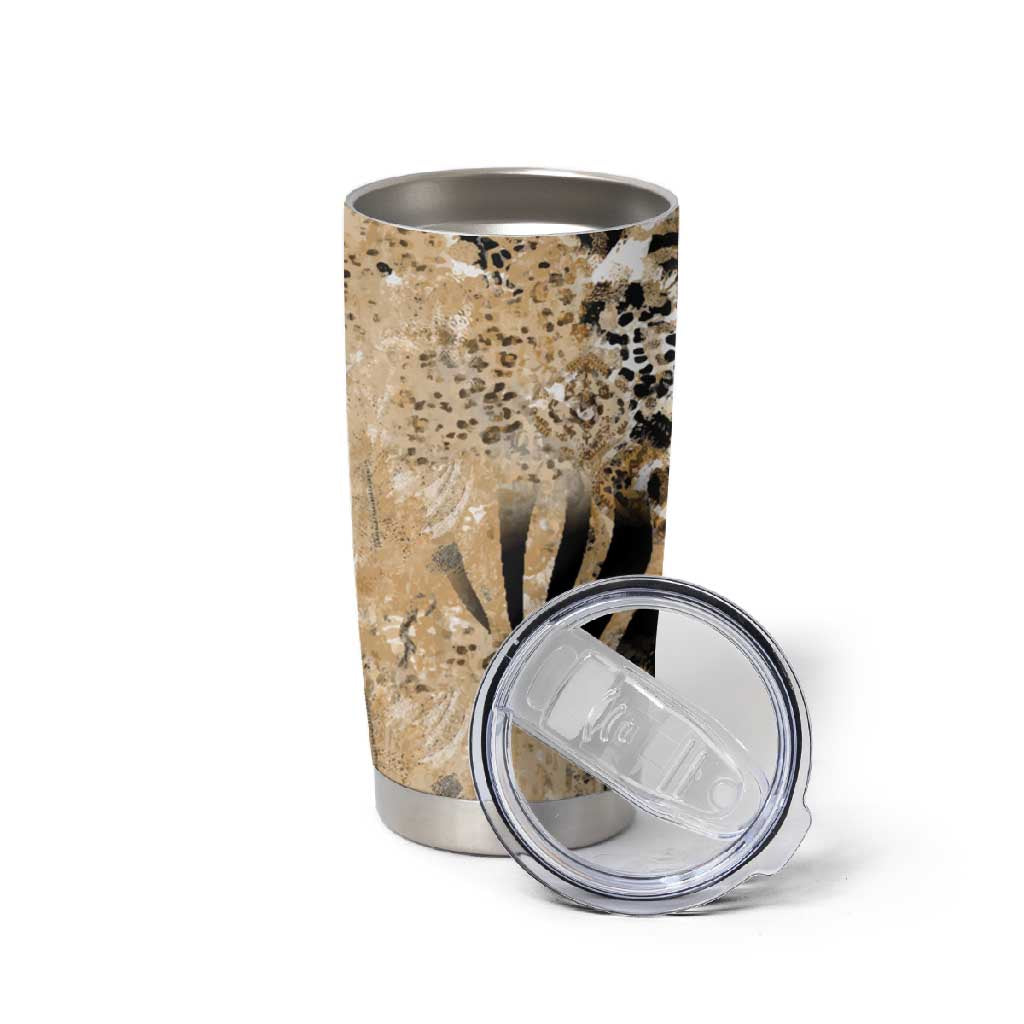 African Wild Animal Skins Tumbler Cup Zebra Tiger Leopard Mix Skin - African Pride