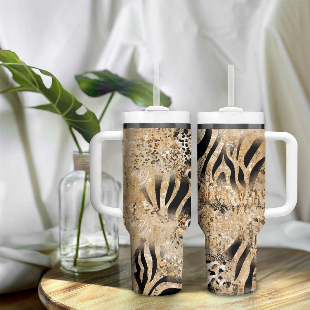 African Wild Animal Skins Tumbler With Handle Zebra Tiger Leopard Mix Skin - African Pride