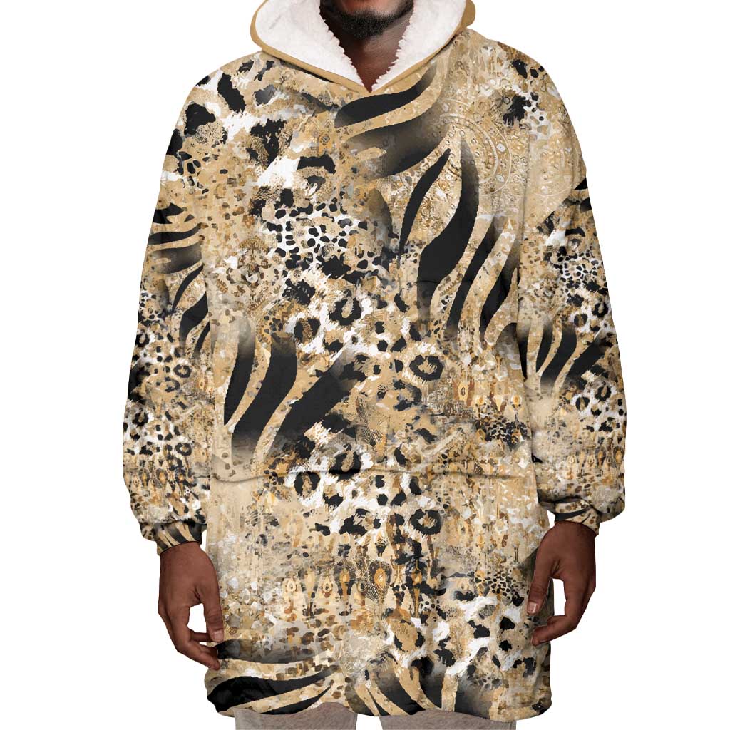 African Wild Animal Skins Wearable Blanket Hoodie Zebra Tiger Leopard Mix Skin - African Pride