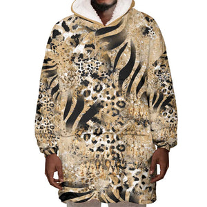 African Wild Animal Skins Wearable Blanket Hoodie Zebra Tiger Leopard Mix Skin - African Pride