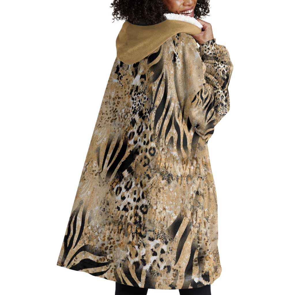 African Wild Animal Skins Wearable Blanket Hoodie Zebra Tiger Leopard Mix Skin - African Pride