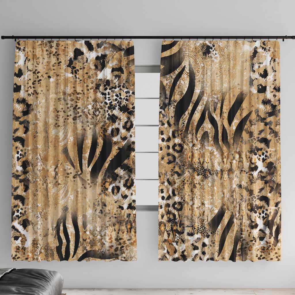 African Wild Animal Skins Window Curtain Zebra Tiger Leopard Mix Skin - African Pride