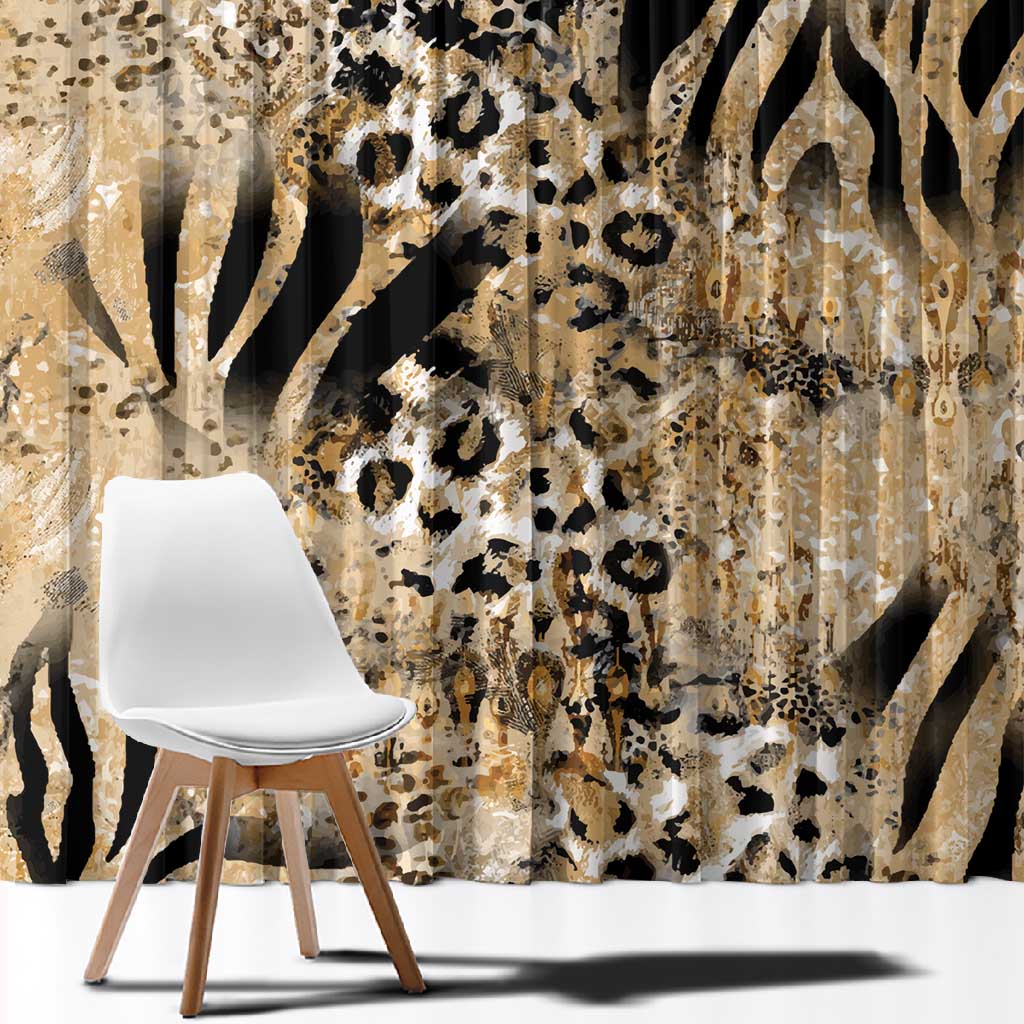 African Wild Animal Skins Window Curtain Zebra Tiger Leopard Mix Skin - African Pride