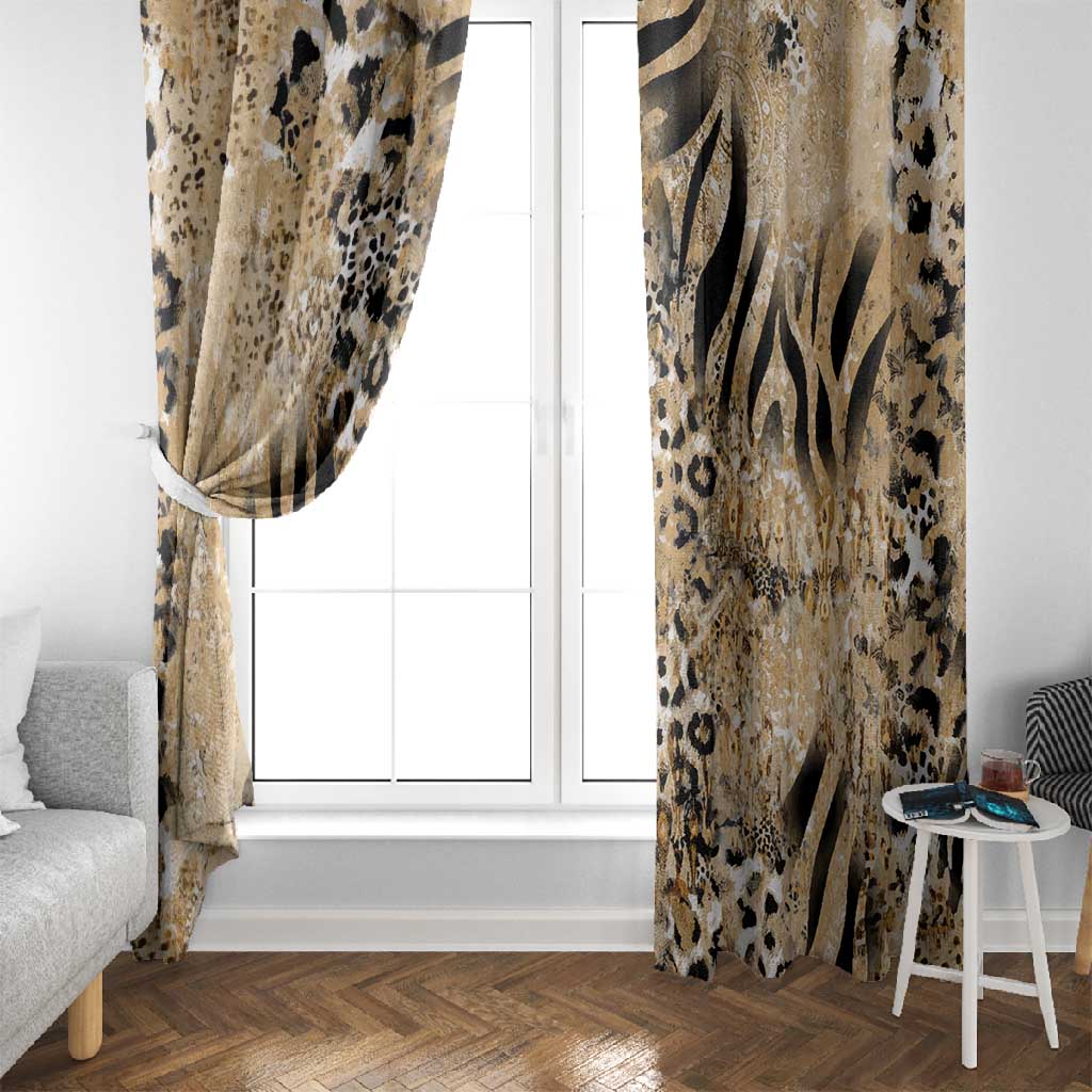 African Wild Animal Skins Window Curtain Zebra Tiger Leopard Mix Skin - African Pride