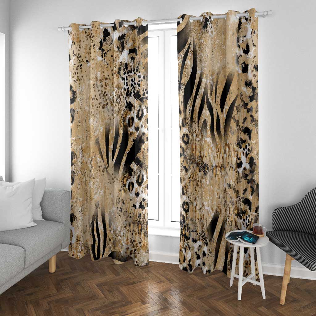 African Wild Animal Skins Window Curtain Zebra Tiger Leopard Mix Skin - African Pride