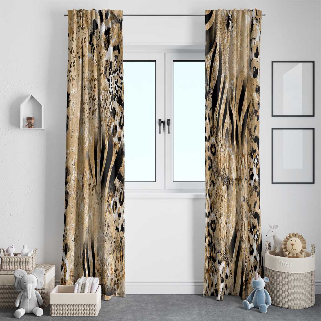 African Wild Animal Skins Window Curtain Zebra Tiger Leopard Mix Skin - African Pride