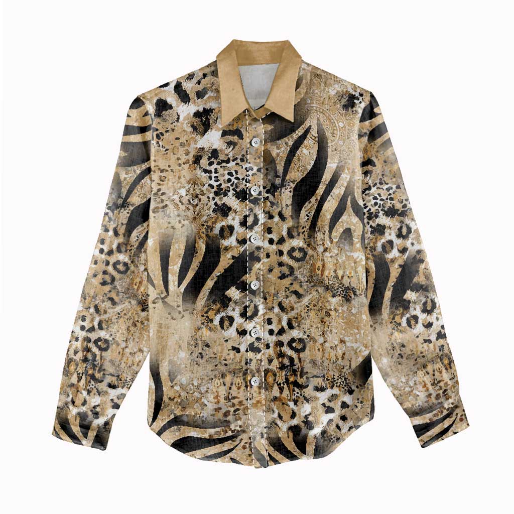 African Wild Animal Skins Women Casual Shirt Zebra Tiger Leopard Mix Skin - African Pride