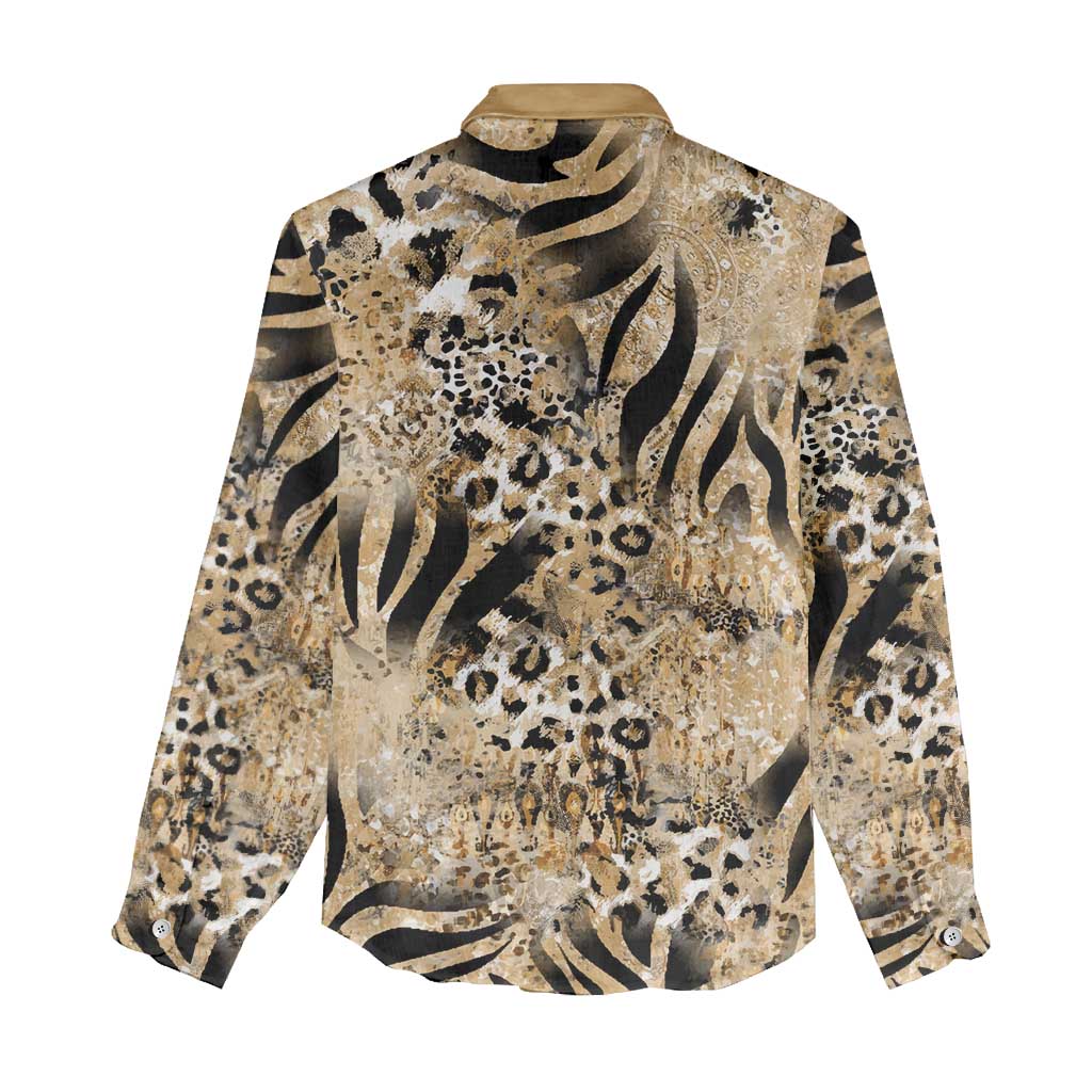 African Wild Animal Skins Women Casual Shirt Zebra Tiger Leopard Mix Skin - African Pride